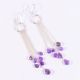 Silver Plated Brass Drop Dangle Earrings with Amethyst Gemstone